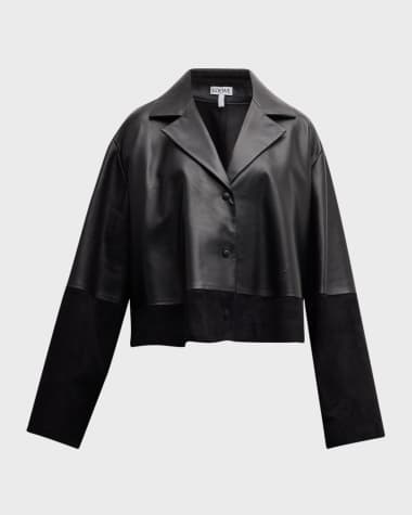 Loewe Long-Sleeve Leather And Suede Pajama Blouse