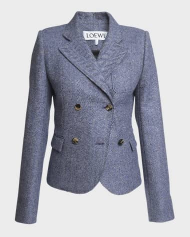 Loewe Shrunken Double-Breasted Wool Blazer Jacket