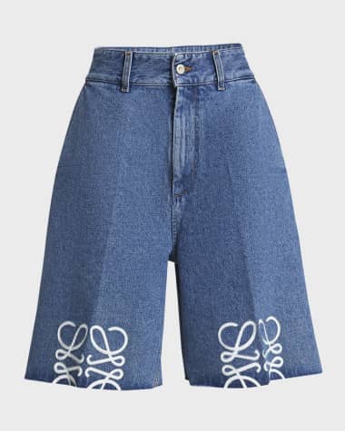 Loewe Anagram Long Denim Shorts