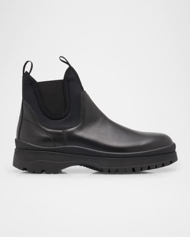 Prada Men's Brixxen Leather and Neoprene Chelsea Boots
