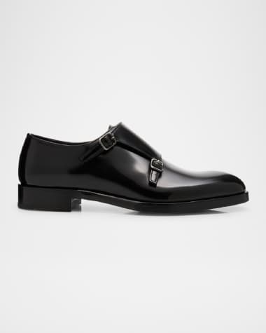 Prada Men's Brushed Leather Double-Monk Strap Loafers