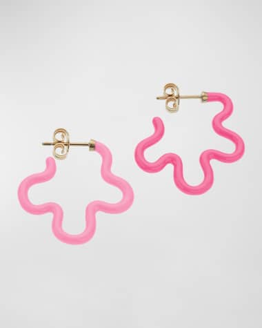 Bea Bongiasca Two-Tone Asymmetrical Flower Earrings with Enamel