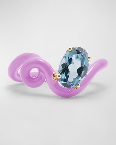 Bea Bongiasca Wisteria Enamel Blue Topaz Vine Statement Ring