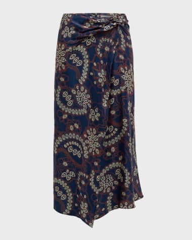 A.L.C. Clara Printed Midi Wrap Skirt