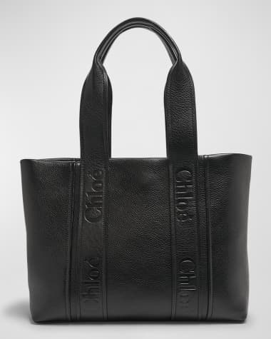 Chloe Woody Medium Tote Bag in Shiny Grained Calfskin