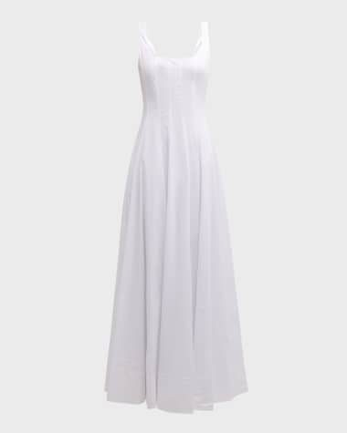 STAUD Wells Sleeveless Cotton Poplin Corset Maxi Dress