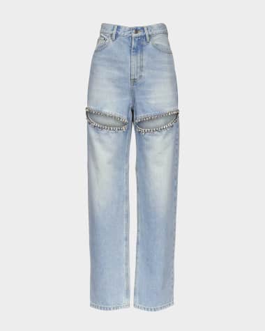 AREA Crystal Slit Jeans