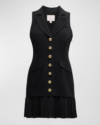 Cinq a Sept Regan Sleeveless Pleated-Skirt Blazer Mini Dress