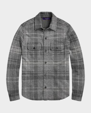 Ralph Lauren Purple Label Men's Plaid Cashmere-Wool Overshirt