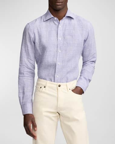 Ralph Lauren Purple Label Men's Glen Plaid Linen Shirt