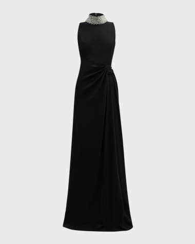 Rickie Freeman for Teri Jon Embellished Mock-Neck Gown