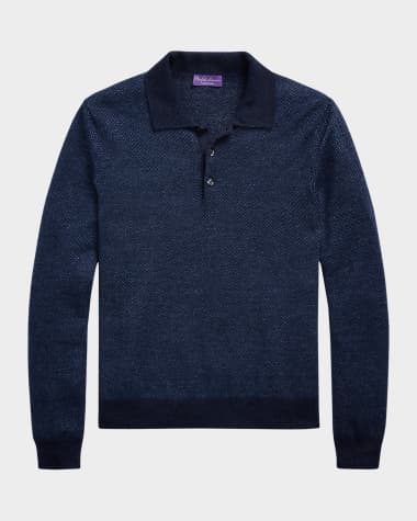 Ralph Lauren Purple Label Men's Cashmere Linen Polo Sweater