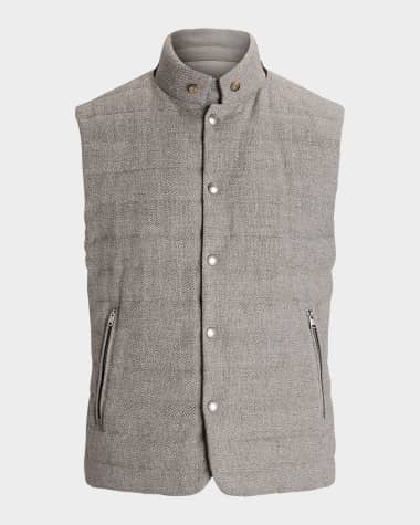 Ralph Lauren Purple Label Men's Palmerton Reversible Silk Tweed Down Vest