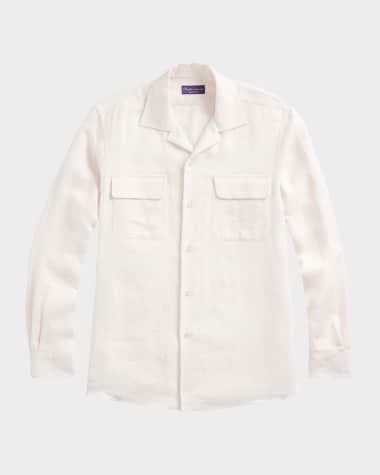 Ralph Lauren Purple Label Men's Textured Linen-Blend Camp Shirt