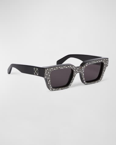 Off-White Men's Virgil Crystal and Acetate Rectangle Sunglasses