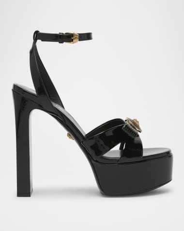 Versace Gianni Patent Bow Platform Sandals