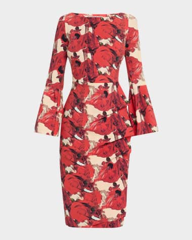 Chiara Boni La Petite Robe Ruched Floral-Print Bodycon Dress