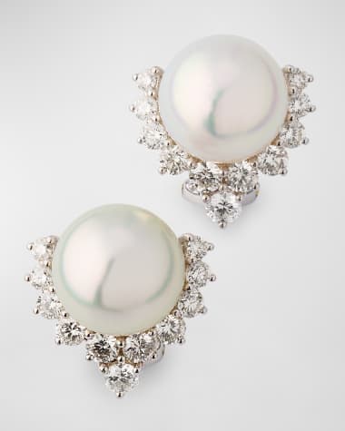 Belpearl 18K White Gold 11.5mm South Sea Pearl and Diamond Earrings