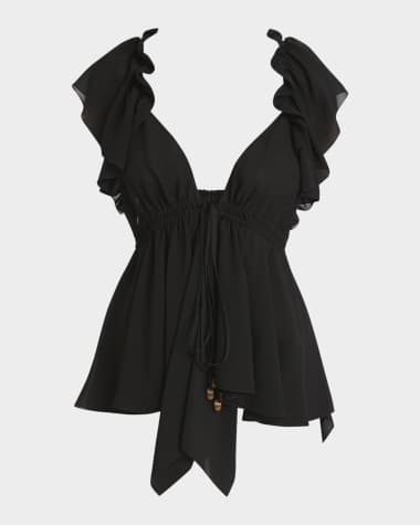 Chloe Ruffle Tie Silk Georgette Top