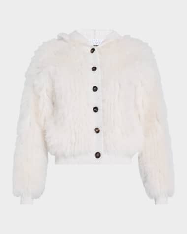 Brunello Cucinelli Faux-Fur Cashmere Hooded Button Cardigan