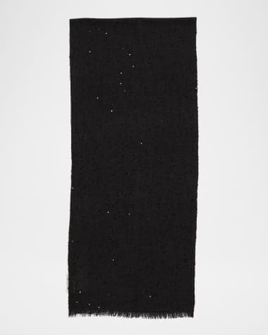 Brunello Cucinelli Cashmere Silk Scarf with Paillette Details