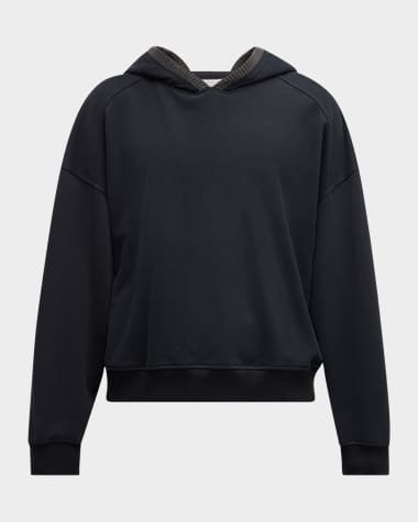 Brunello Cucinelli Monili-Trim Smooth Cotton Fleece Hoodie