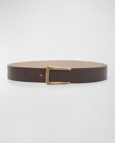 Brunello Cucinelli Logo Frame Vintage Effect Leather Belt