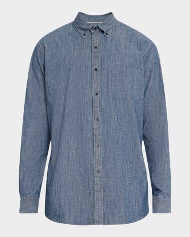 Peter Millar Men's Tamworth Chambray Cotton-Stretch Sport Shirt
