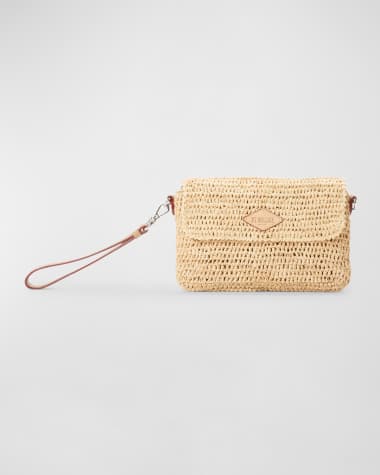 MZ WALLACE Convertible Flap Raffia Crossbody Bag