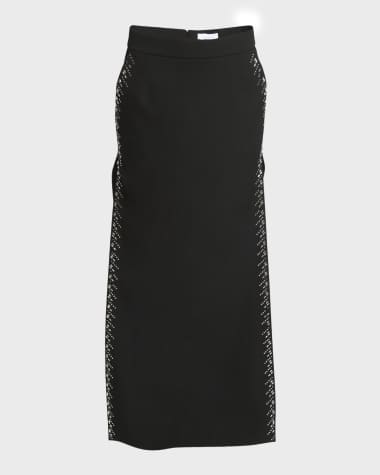 Rabanne Jupe Crystal Side-Slit Midi Skirt