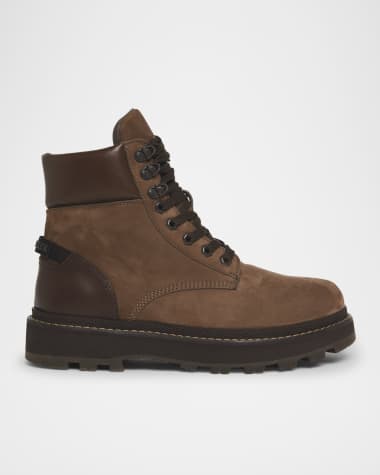 Moncler Men's Peka Suede Lace-Up Ankle Boots