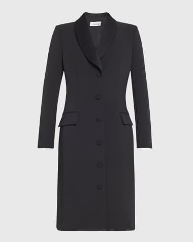 Rickie Freeman for Teri Jon Shawl-Collar Crepe Tuxedo Dress