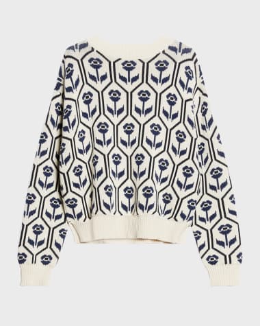 Weekend Max Mara Odeon Crewneck Floral Intarsia Sweater