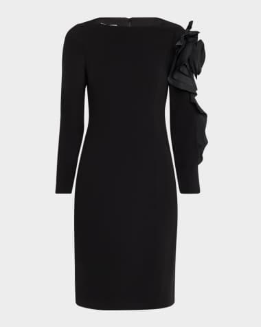 Rickie Freeman for Teri Jon Bodycon Ruffle Applique Crepe Dress