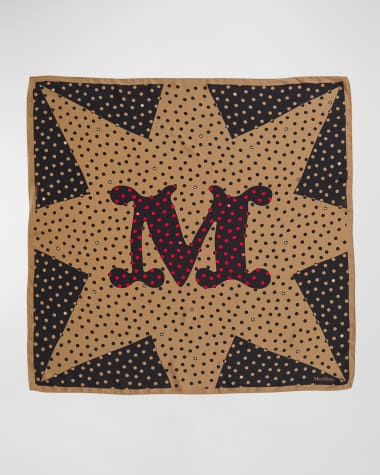 Max Mara Monogram Polka-Dot Silk Square Scarf