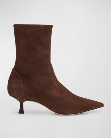 Stuart Weitzman Naomi Stretch Suede Ankle Booties