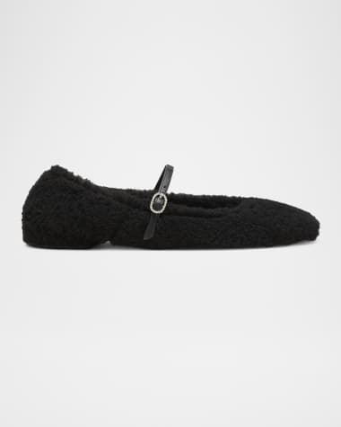 Stuart Weitzman Lennox Shearling Mary Jane Ballerina Flats