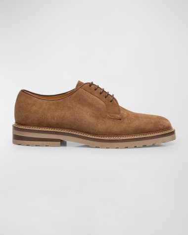 Brunello Cucinelli Men's Suede Derby Shoes
