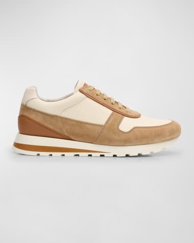 Brunello Cucinelli Men's Leather and Suede Runner Sneakers