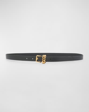 Burberry Chain Loop Leather Skinny Belt