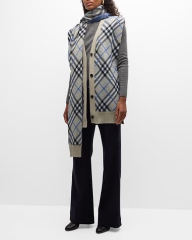 Burberry Knit Check-Print Wool-Blend Cape