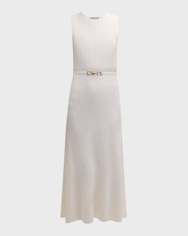 Gabriela Hearst Meier Cashmere-Blend Ribbed Knit Maxi Dress with Belt