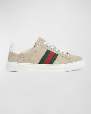 Gucci Ace Web GG Suede Low-Top Sneakers