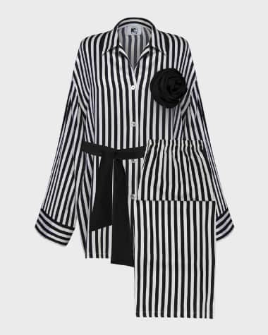 Sleeper The Rose Oversized Striped Satin Pajama Set