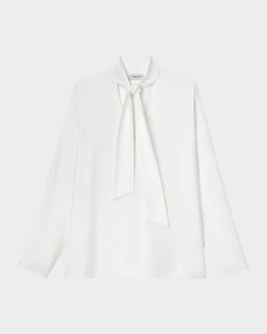 Lafayette 148 New York Tie-Neck Silk Blouse