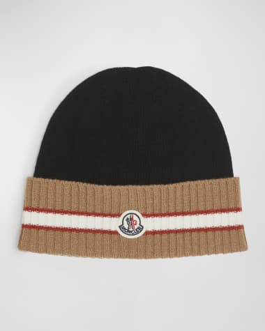 Moncler Boy's Wool Logo Patch Beanie, Size S-L
