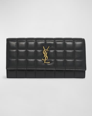 Saint Laurent YSL Monogram Large Flap Wallet in Quilted Leather