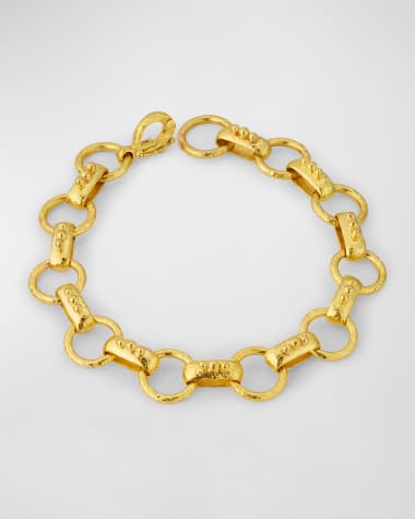 Elizabeth Locke 19K Yellow Gold Torcello Link Bracelet with Circle Clasp