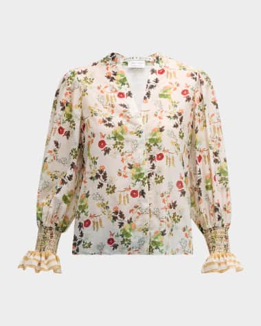 Alice + Olivia Ilan Button-Front Blouse