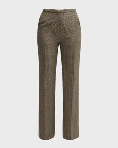 ARGENT Prince Straight-Leg Plaid Houndstooth Trousers